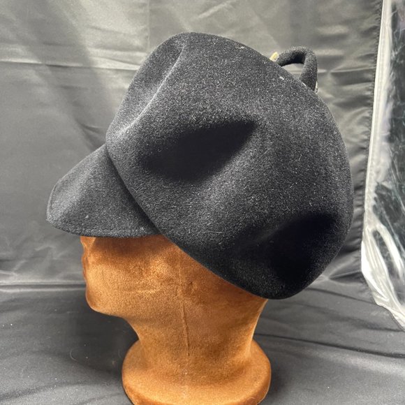 Vintage 60\'s Woman\'s MOD Carnaby Street Style Black Wool Felt Hat Large main image 5